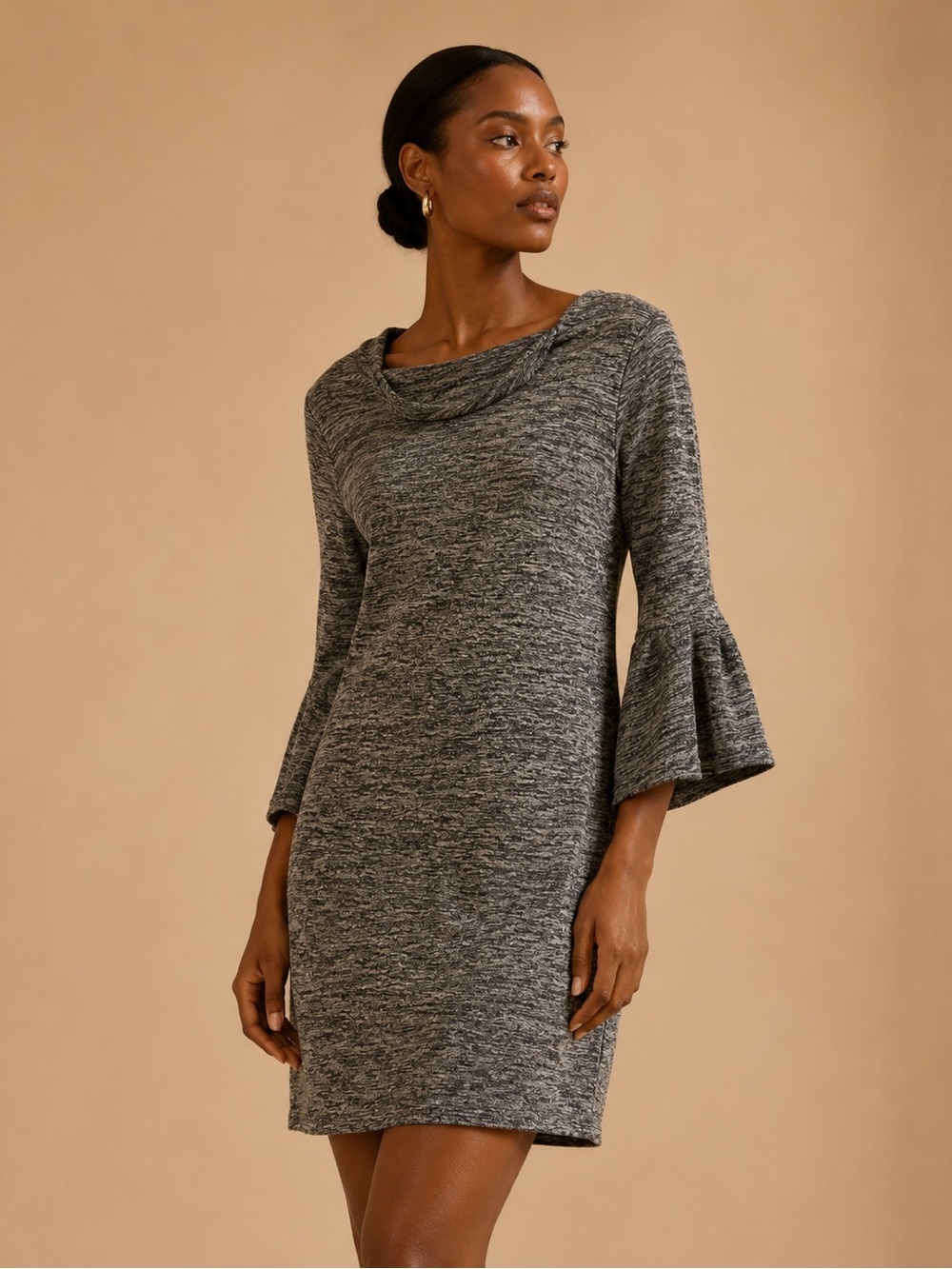 GAP Gray Marled Bell Sleeve Sweater Dress Women’s Soft Knit Dress M